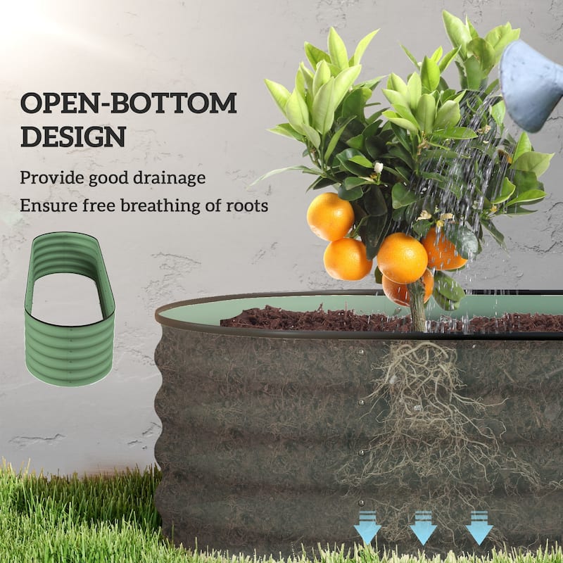 Countryside Style Garden Bed with Metal Side Panels and Corner Panels, for Backyard Patio Grow Vegetables Herb - 8' x 10'