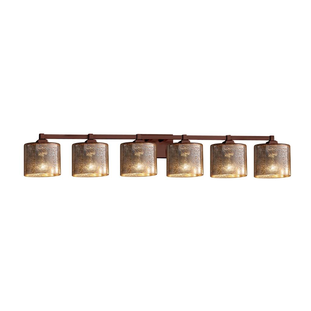 Justice Design Fusion Regency 6-light Dark Bronze Bath Bar, Mercury Oval Shade