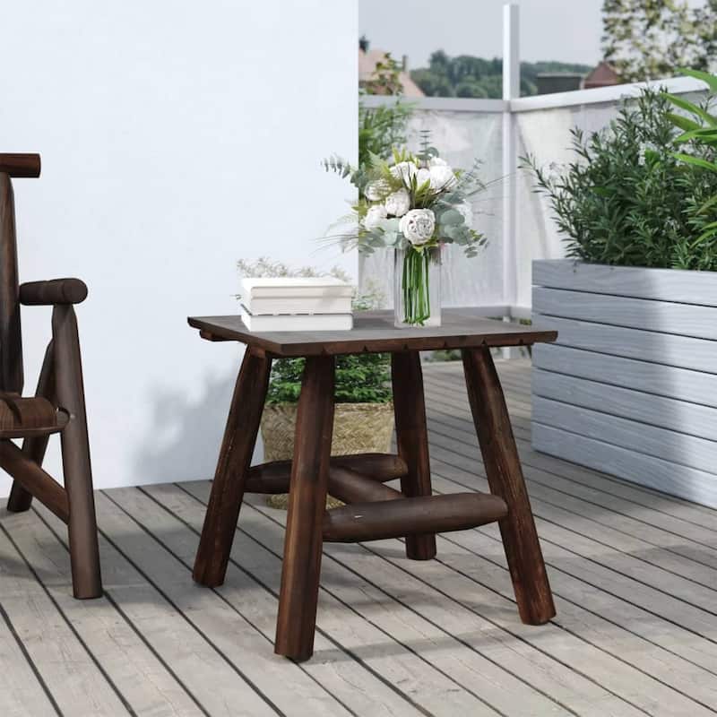 vidaXL Patio Chair 26.8"x33.9"x40.6" Solid Wood Spruce - 19.3" x 19.3" x 19.7" with burned look - Brown