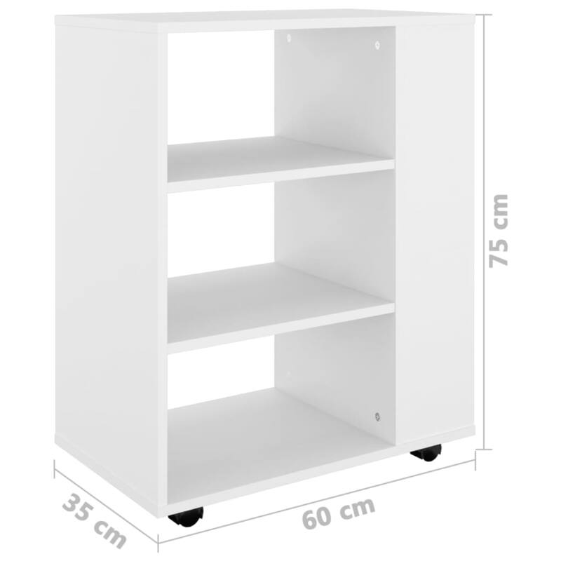 vidaXL Storage Cabinet White Engineered wood Medium Rolling Cabinet
