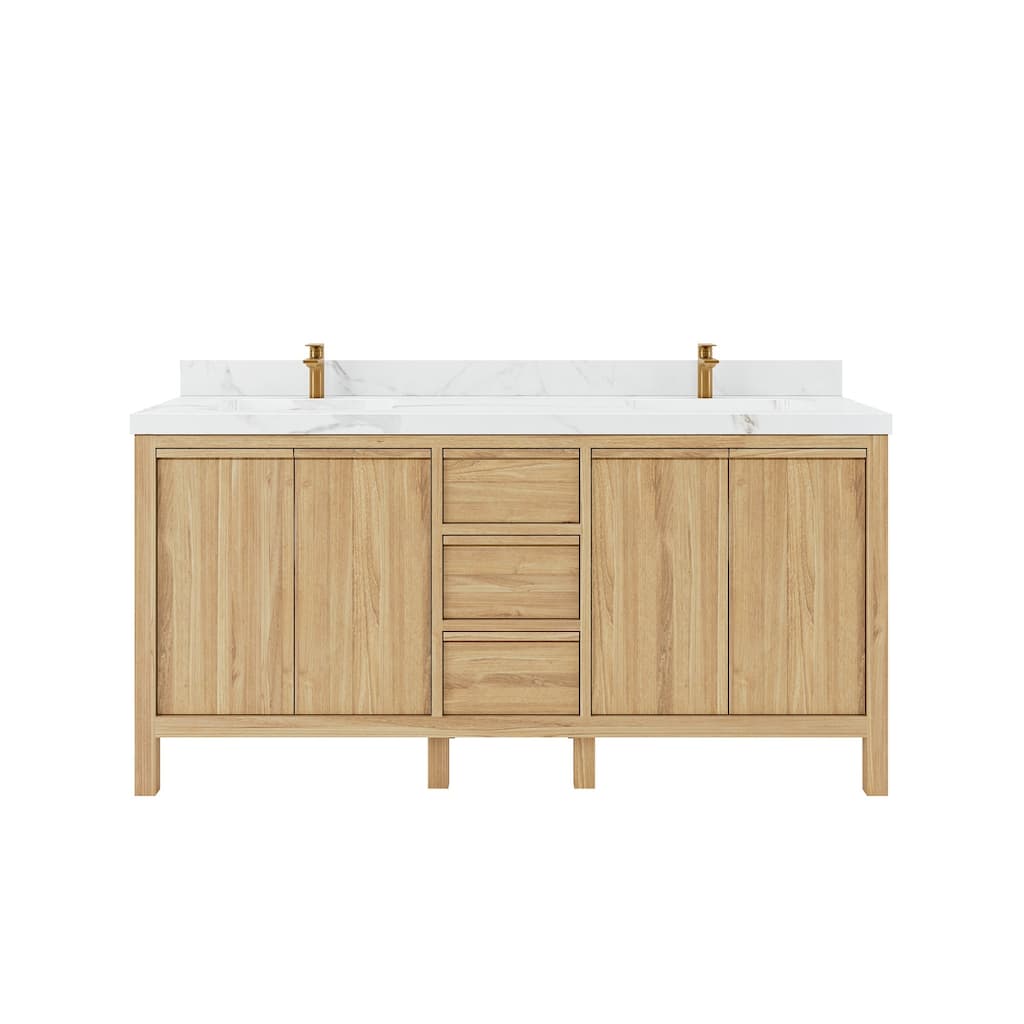 Willow Collections 72 in. W x 22 in. D Elizabeth Solid Teak Wood Double Sink Bathroom Vanity with Countertop