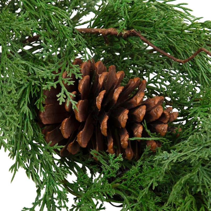 Pine Cones and Cedar Artificial Christmas Wreath - 26" - Unlit