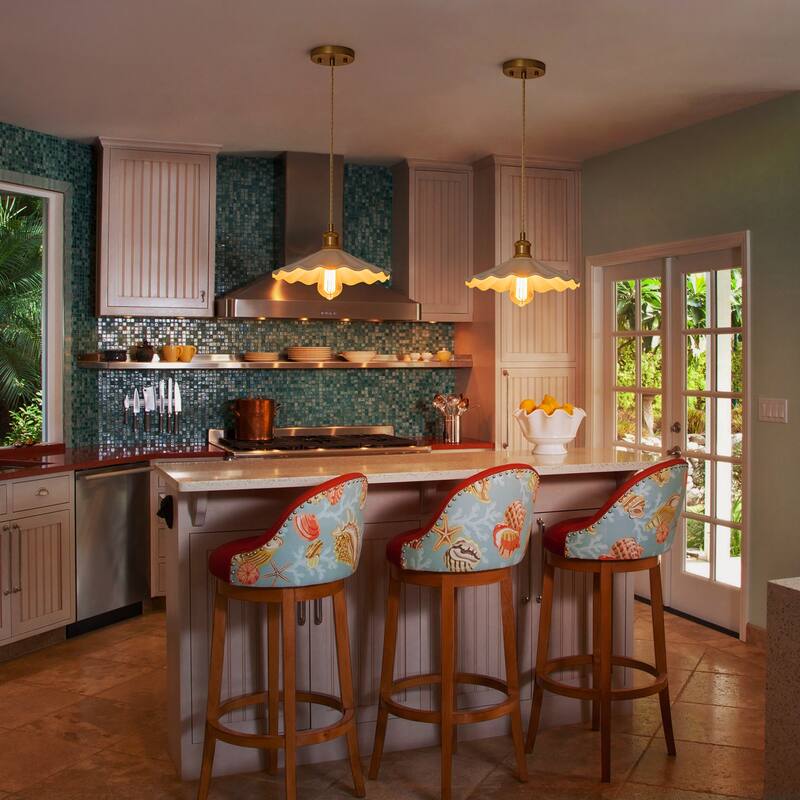 1-Light White Ceramic Petal Pendant Light, Modern Floral Design for Kitchen Island