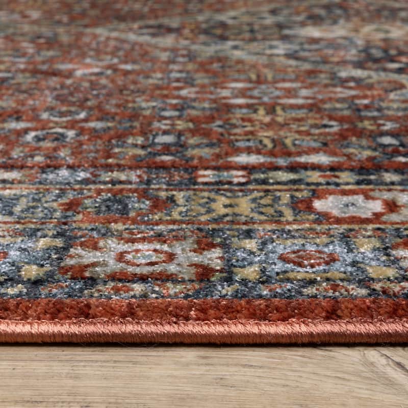 Esme Vintage Medallion Red/ Multi Area Rug