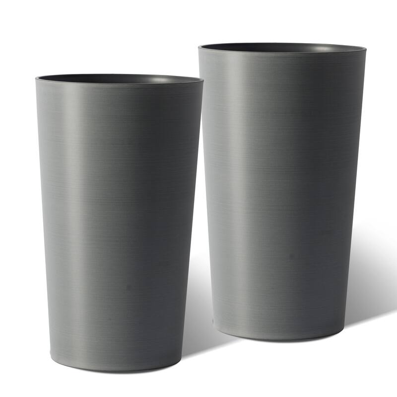 2 Pack Tall 21.7 in Planters for Outdoor Plants, Modern Tall Square Planter Box, Indoor Outdoor Porch Patio Flower Pot