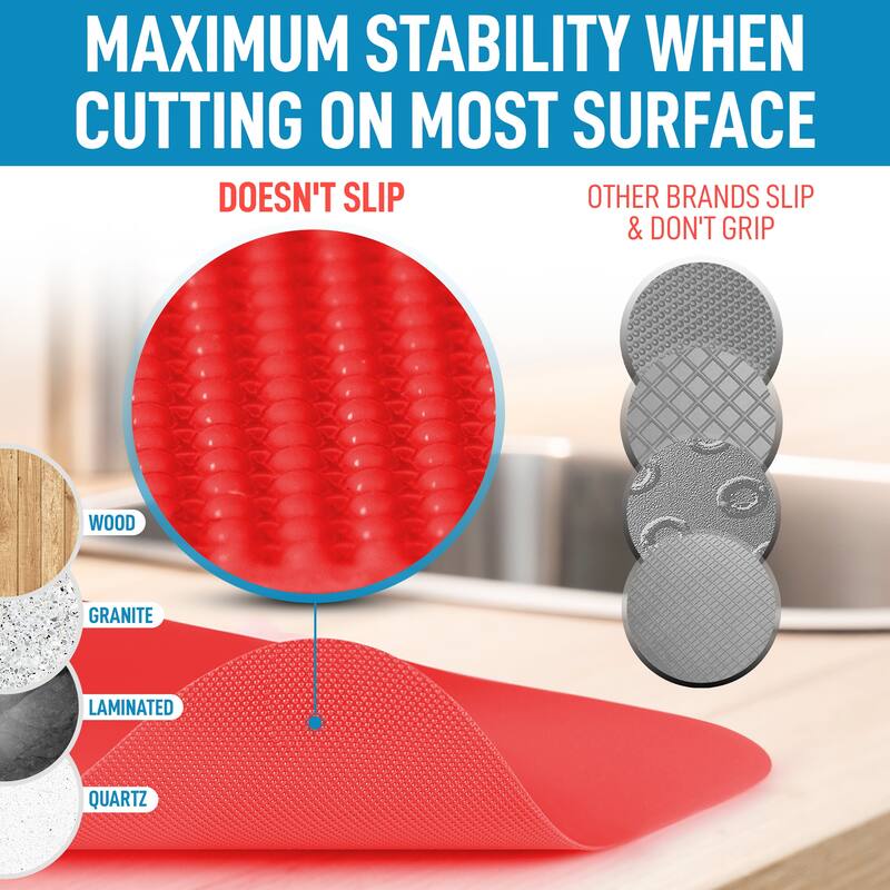 Zulay Kitchen Extra Thick Flexible Cutting Board Mats for Kitchen