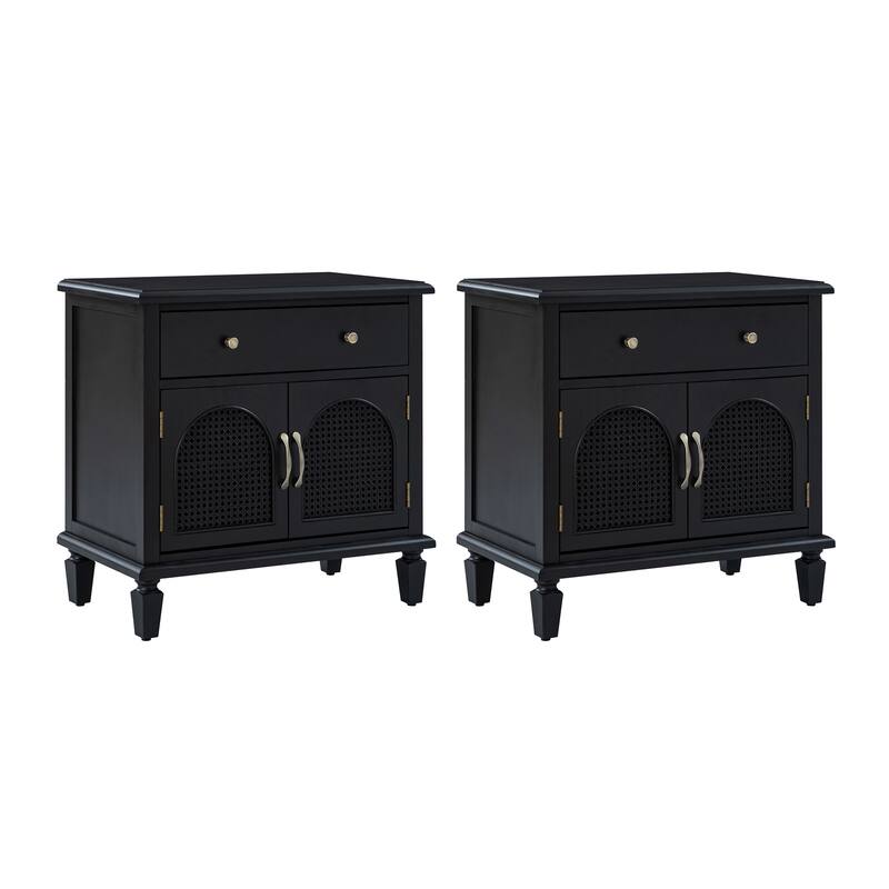Georg Traditional 27"Tall Rattan Nightstand with Adjustable Feet Set of 2 by HULALA HOME