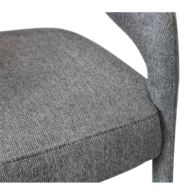 HomeRoots Set of Two Dark Gray Upholstered Linen Open Back Dining Side Chairs - 21 in. x 28 in. x 22 in.