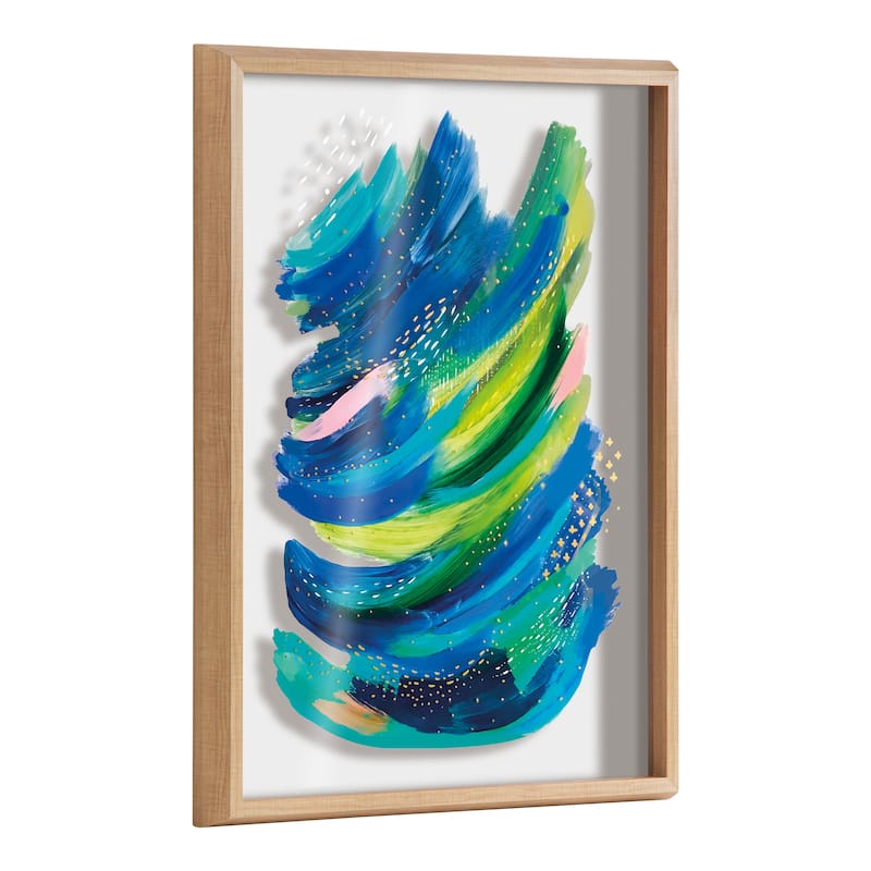 Kate and Laurel Blake Bright Abstract 2 Framed Printed Glass by Jessi Raulet of Ettavee - Natural - 18x24 - Plastic - Natural