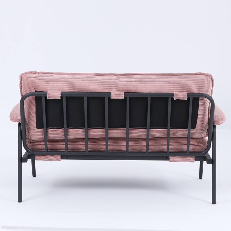 The 53-inch beige sofa offers a spacious layout in the small apartment,easily handling various scenarios