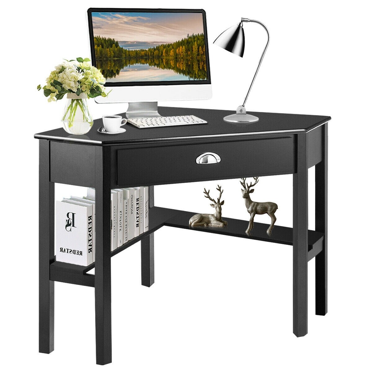 Shop Costway Corner Computer Desk Laptop Writing Table Wood