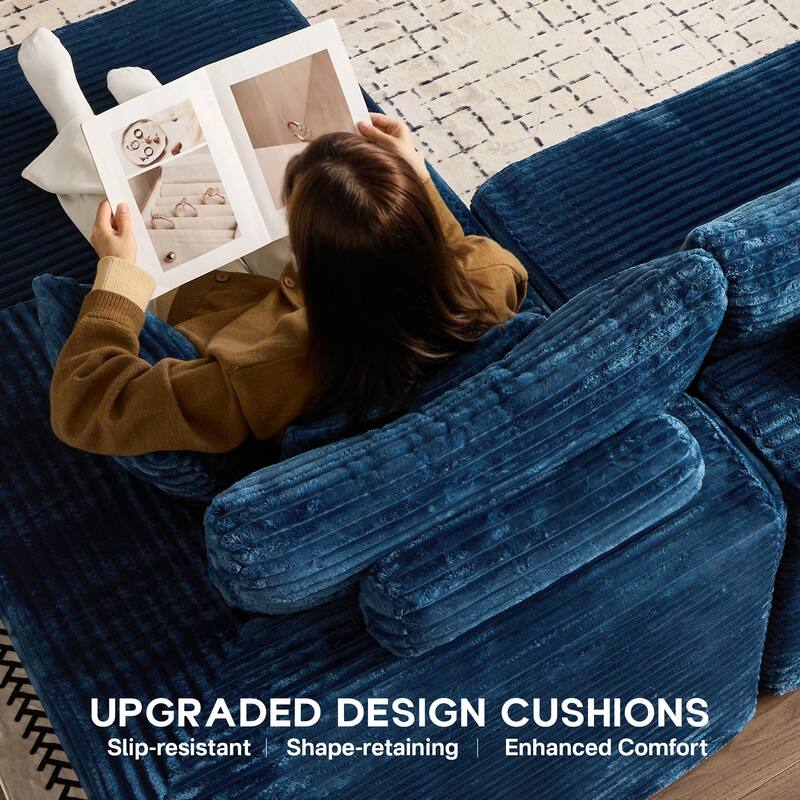 OVIOS All-Foam Cloud L-Shaped Lounger Sofa​ ​​With Ottoman​