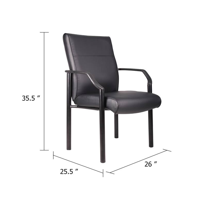 Guest Armchair, Black Faux Leather, Steel Frame, Anti-Wobble Glides