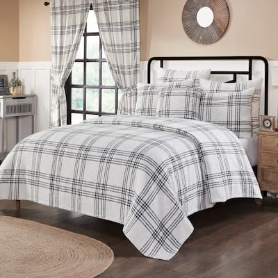 Black Plaid King Coverlet 97x110