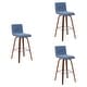preview thumbnail 116 of 120, Skara Swivel Bar Stool, Upholstered Bar Height Chair with Bentwood Frame Set of 3 - Vintage Blue Faux Leather & Walnut