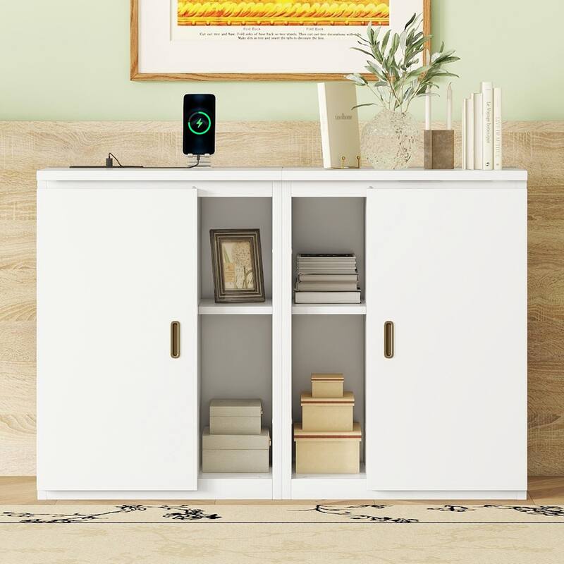 Murphy Bed with Built-in Charging Station, Shelves & Storage Cabinets, Platform Bed Frame Space-Saving Folding Wall Cabinets Bed