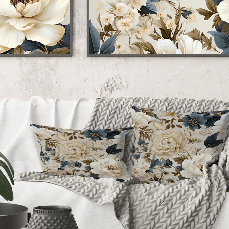 Designart "Vintage Flora I" Plants Printed Throw Pillow