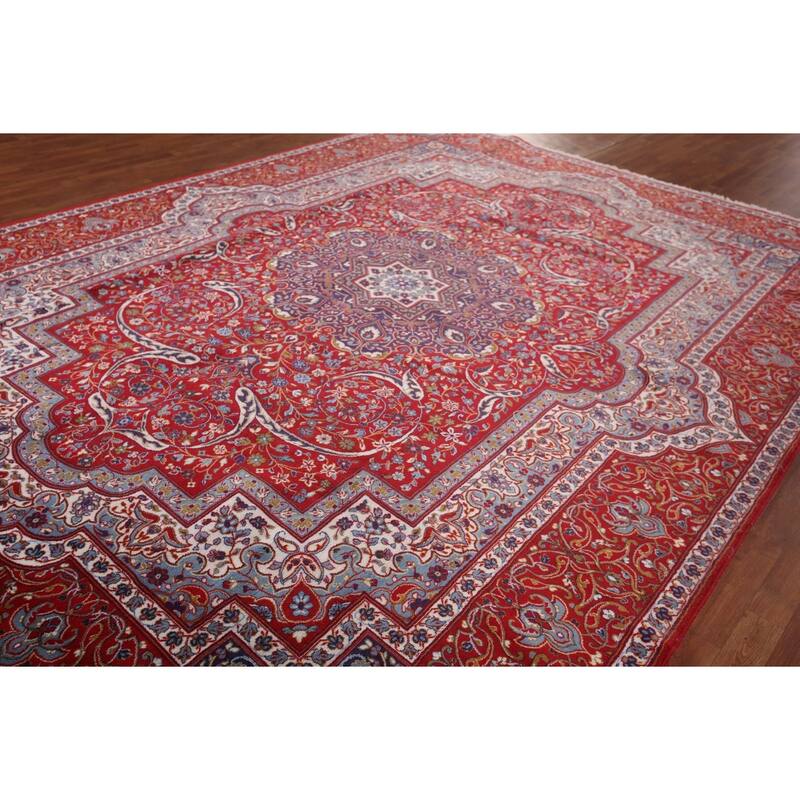 Victorian Style Red Kashan Turkish Rug Machine Made Traditional Carpet - 9'9" x 13'0"