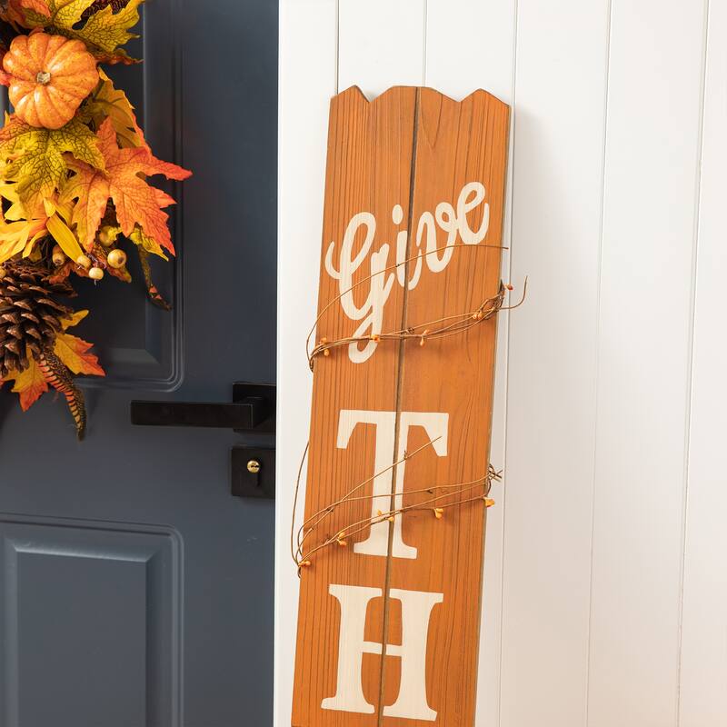 Glitzhome Thanksgiving Wooden Scarecrow Porch Sign Decor