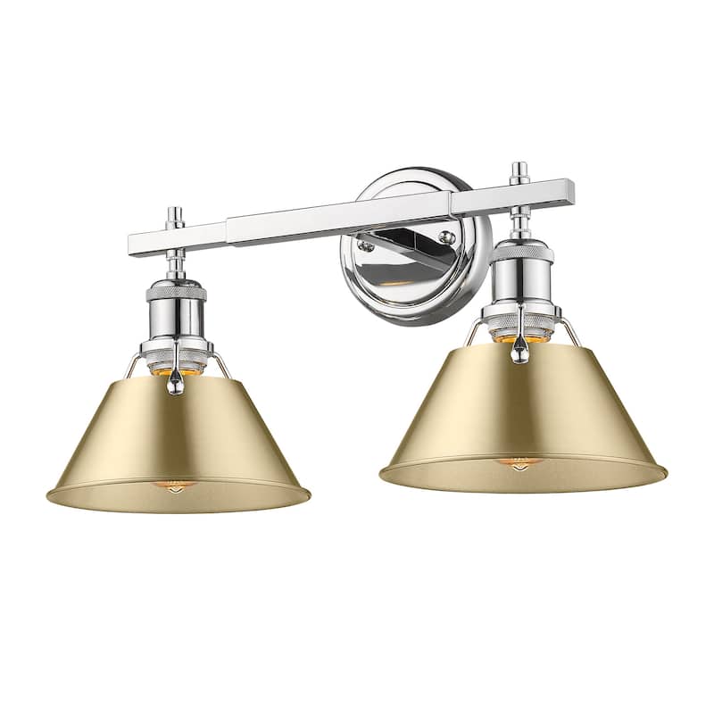 Orwell 2-Light Vanity Light in Chrome with Brushed Champagne Bronze - Silver