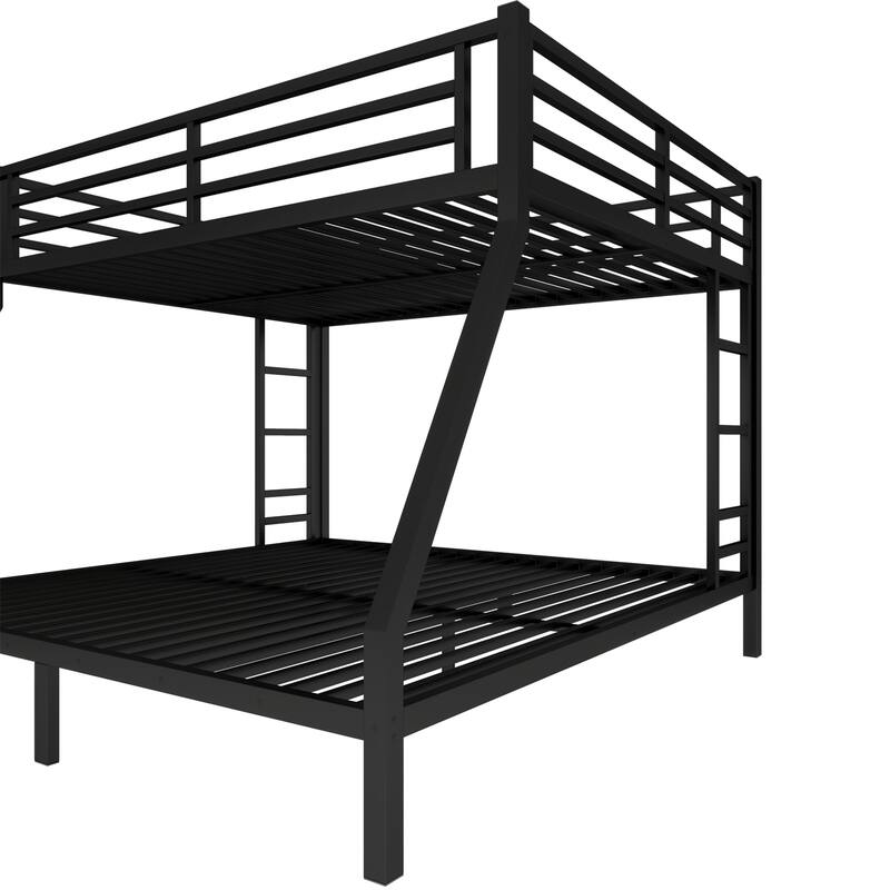 Metal Queen over King Bunk Bed, Space-Saving/Noise Reduced/No Box Spring Needed,Black