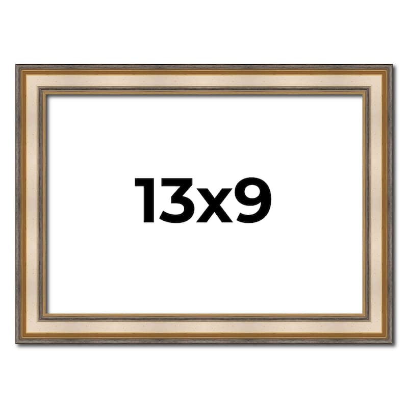13x9 Frame Gold Solid Wood Shadow Box Width 1.5 Inches | Interior Frame Depth 2 3/8 Inches
