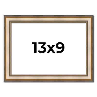 13x9 Frame Gold Solid Wood Shadow Box Width 1.5 Inches | Interior Frame Depth 2 3/8 Inches