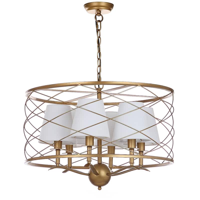 SAFAVIEH Lighting Nibal Adjustable 6-Light Gold Pendant - 25.25"x25.25"x22-94" - 25Wx25Dx94H