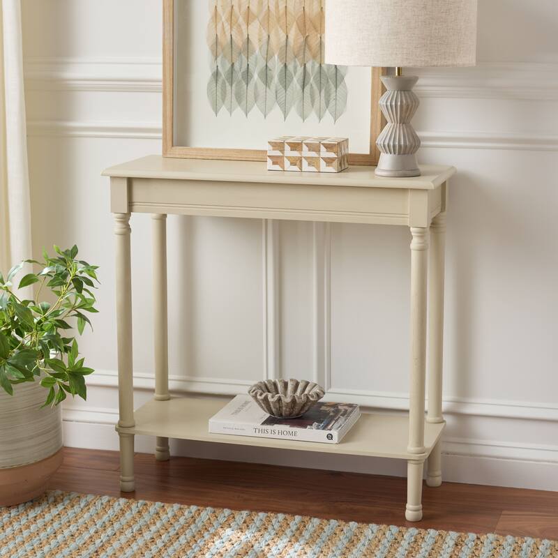 SAFAVIEH Vicy Rectangular Console Table - 28" W x 11.8" L x 28" H - 28"W x 12"D x 28"H - Sand
