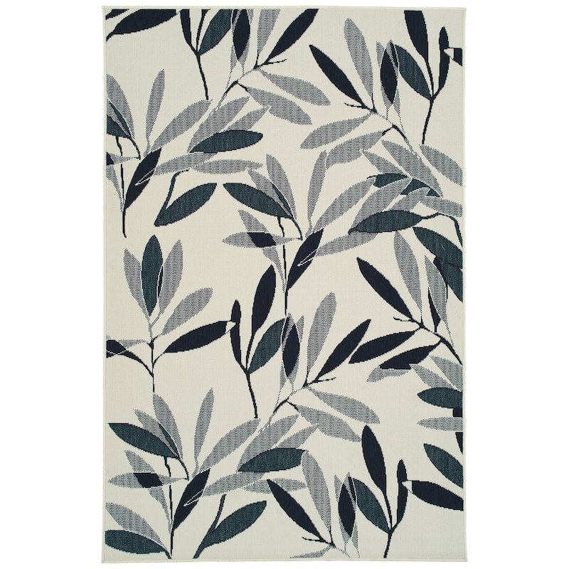 Pianta Collection Rectangle Indoor-Outdoor Throw Rug - 7'10 x 10'10" - Ivory