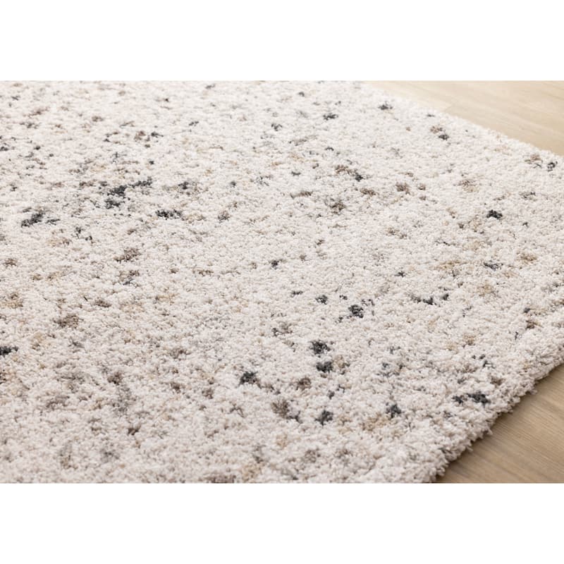 White Grey Black Speckled Soft Plush Rug