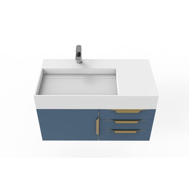 Amazon 36" Wall Mounted Bathroom Vanity Set w/ White Top
