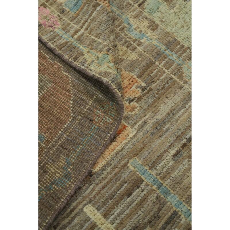 Hand Knotted Oriental 100% Wool Carpet Transitional All-Over Brown Oushak Area Rug - 17' 8'' X 12' 0''