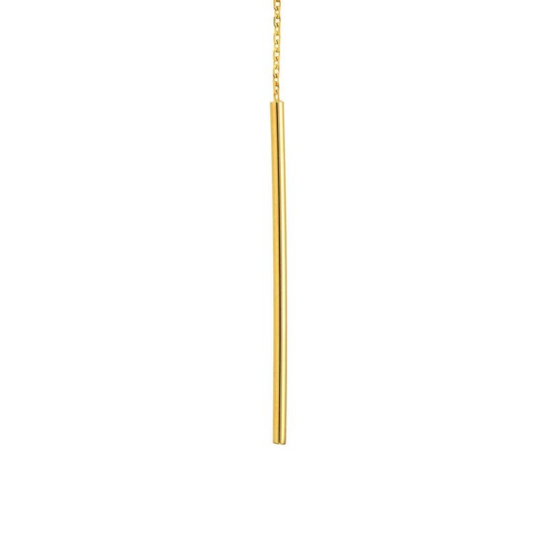 Curata 14k Yellow Gold High Polish Stick Bar Threader Earrings