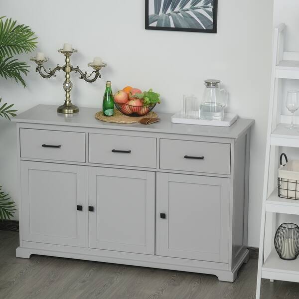 Homcom Buffet Storage Cabinet For Kitchen Dining Room Entryway With 2 Cabinets And 3 Drawers Adjustable Shelves Overstock 32538562 Grey Cabinets or console tables are perfect for simple entryway storage. homcom
