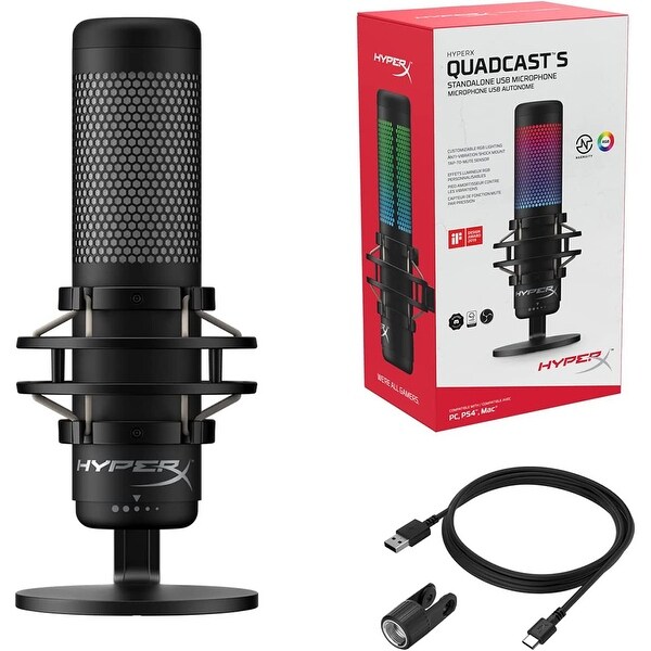 HyperX QuadCast S Standalone USB Condenser Microphone, Black/Grey