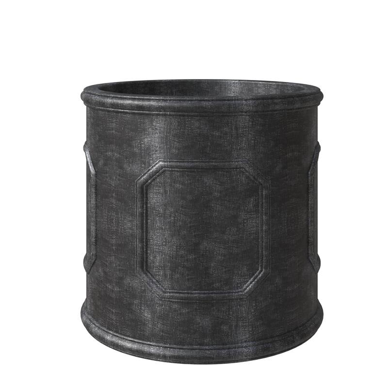 Meadow Round Fiberstone and MGO Clay Planter with Drainage for Indoor Outdoor Home Office Yard Patio Porch Decor - 13 Inch - Black
