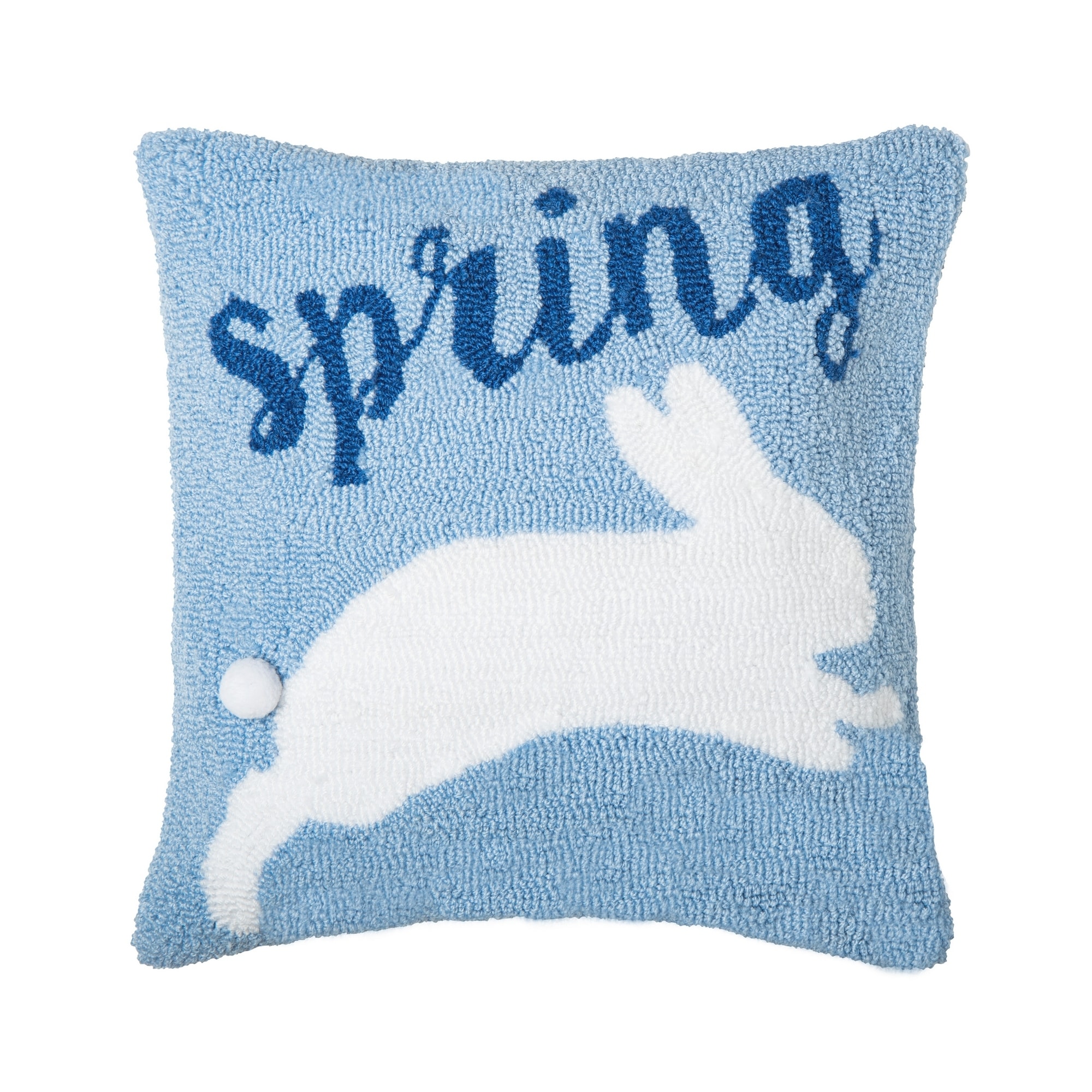 16" x 16" Spring Bunny Hooked Pillow