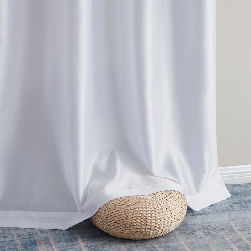 HLC.me Jefferson Faux Silk Semi Sheer Light Filtering Lined Grommet Window Curtain Bedroom, 2 Panels