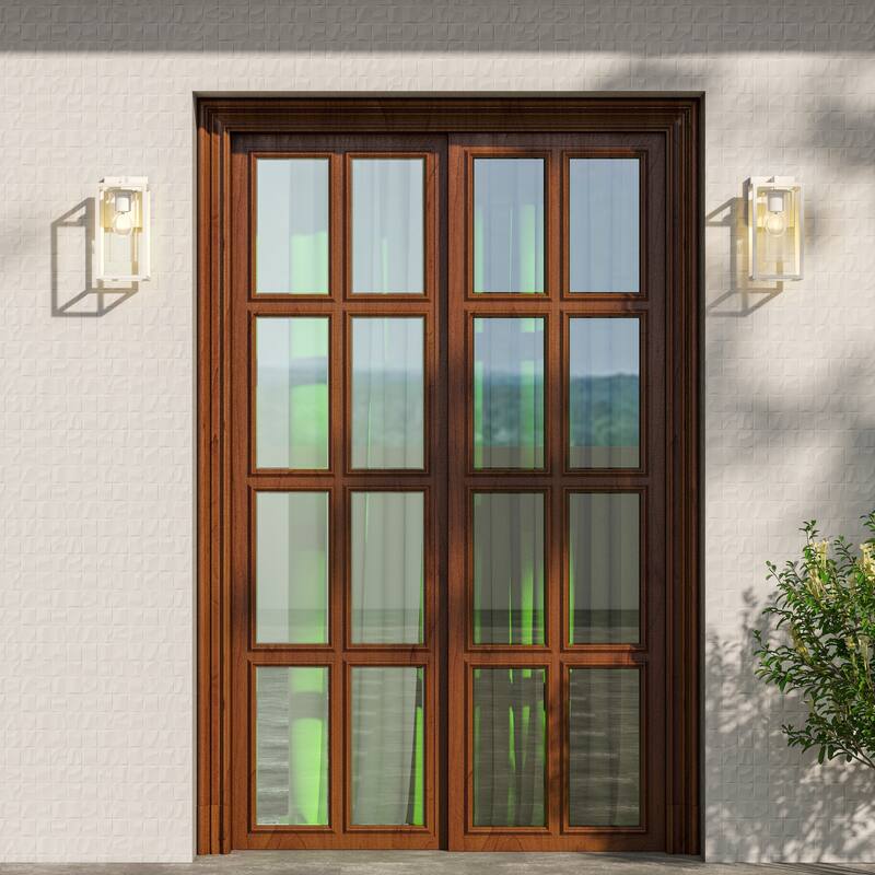 2 Pack Outdoor Wall Lights, Outdoor Wall Lantern with Glass Shade - 5.75"W x 8.05"D x 12.15"H - White-S