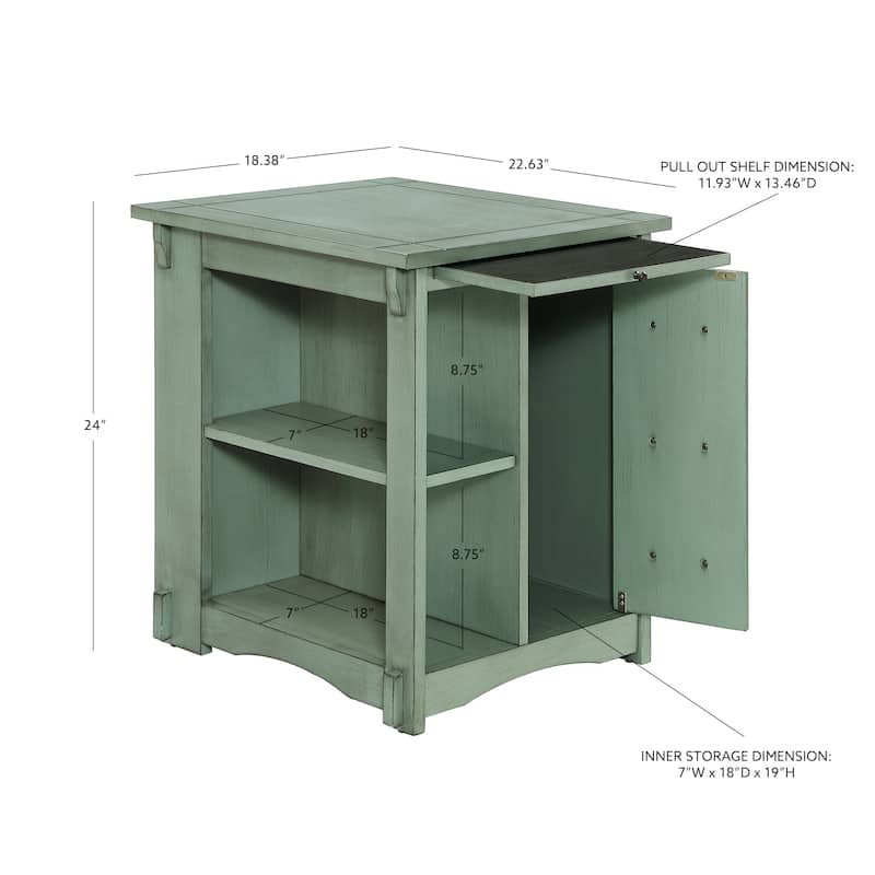 Linon Derek Side Table with Storage Grey