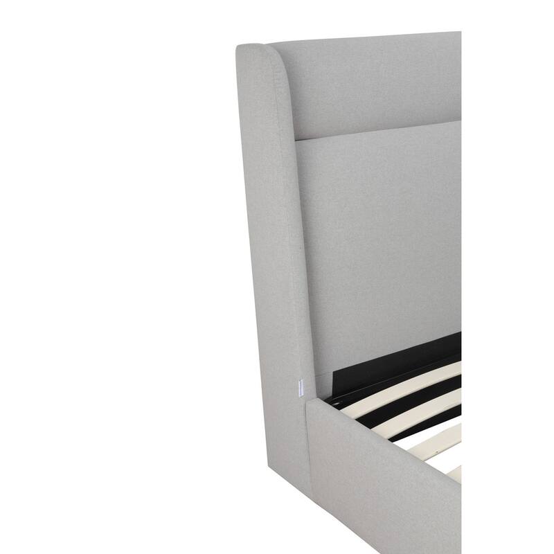 HomeRoots Gray Fabric Upholstered Queen Bed Frame