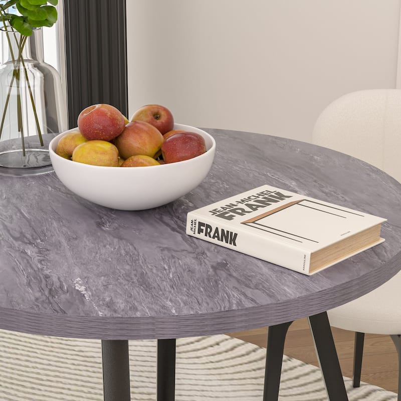 VECELO 35.43'' Round Butterfly Leg Dining Table for 4 MDF Top Kitchen Table Kitchen & Dining Room Tables