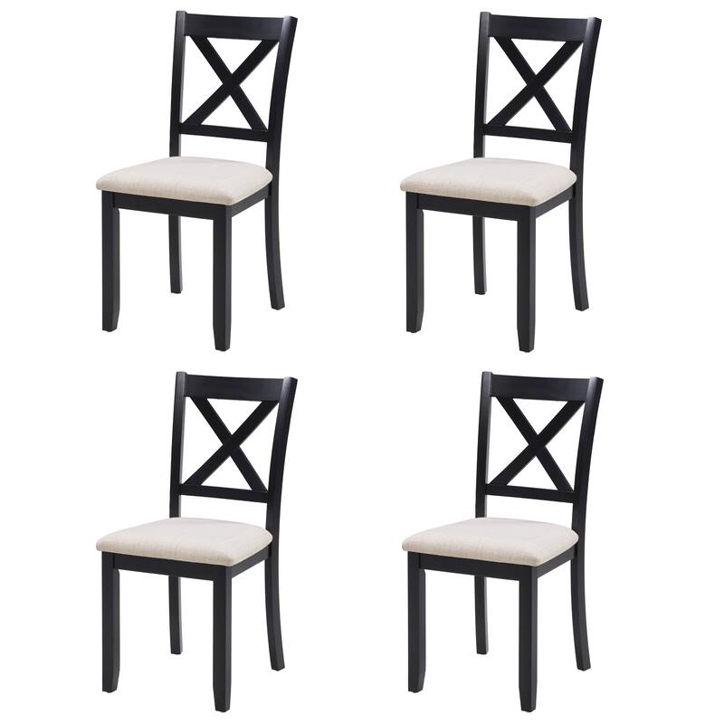 Fabric Side Chair Rustic Dining Chair Kitchen Chair Coffee Chair Office Chair Beige Black Upholstered Chair with Wood Legs
