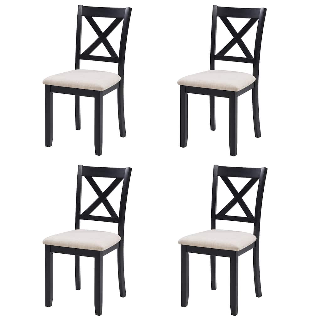 Wooden Dining Chairs Set of 4, Kitchen Chair with Padded Seat, Upholstered Side Chair for Dining Room, Living Room, Kitchen