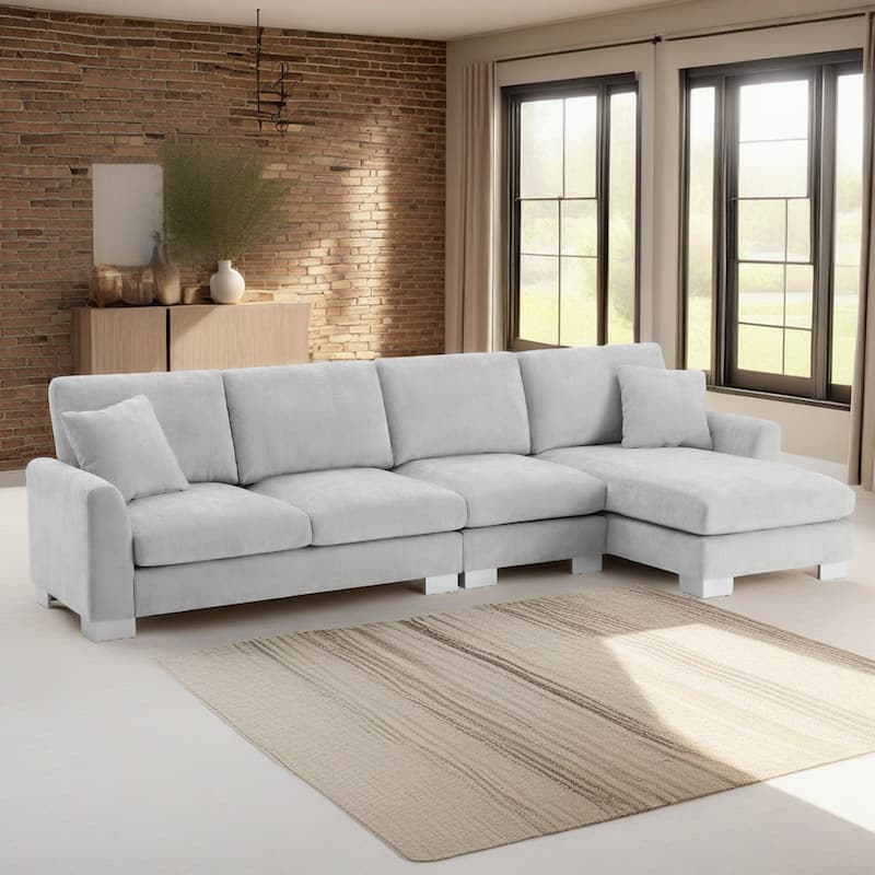 Rosita Modern L-shaped Sectional Sofa with Chaise Lounge by GDFStudio - Light Gray