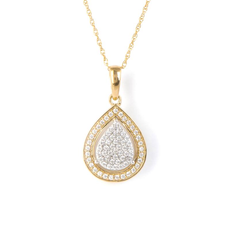 10K Gold 1/6ct TDW Diamond Cluster Halo Pendant Necklace for Women