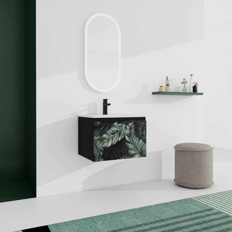 24'' Floating Wall-Mounted Bathroom Vanity With Ceramics Sink & Soft-Close Cabinet Door