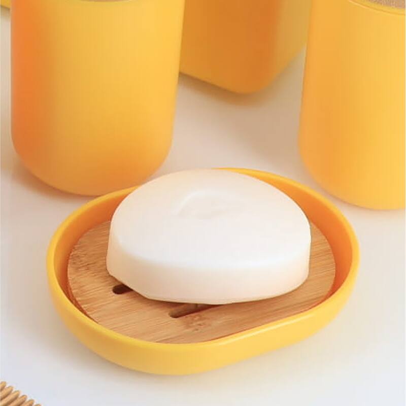 Yellow Padang Bathroom Accessory Set 7-Pieces Bamboo