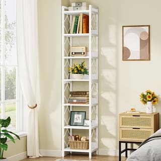 78.7 Inch Extra Tall Narrow Bookshelf, 7 Tier Corner Bookcase